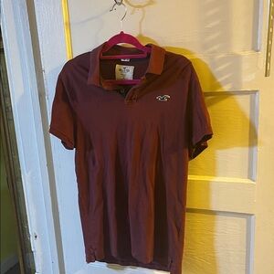 Hollister Men's Burgundy Polo Shirt